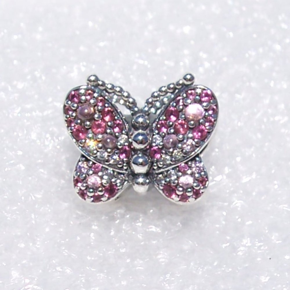 Pandora Dazzling PINK Butterfly Bracelet Charm - Picture 4 of 8